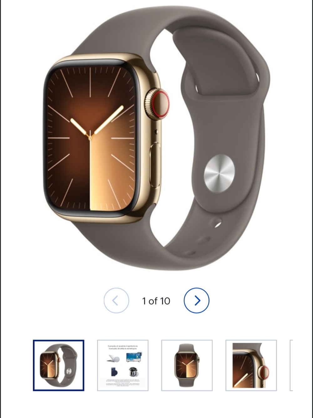 Apple Gold Series 9 GPS + Cellular Smartwatch with Taupe Silicone Band